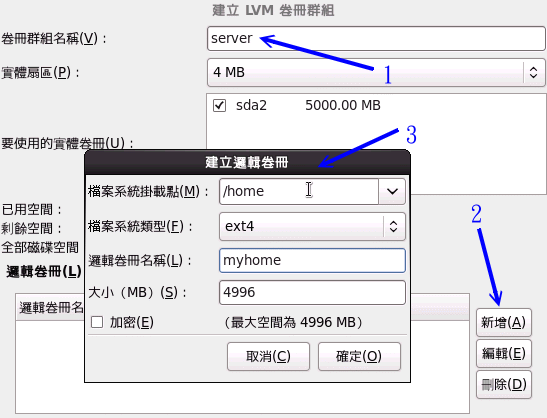 建立最終的 LVM 的 LV 與 /home