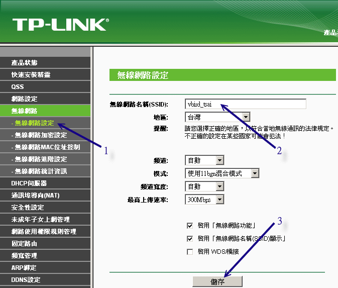 無線網路 AP 的 SSID 設定項目